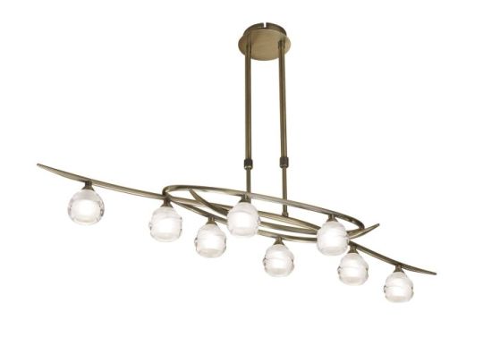 Mantra Loop Rectangular Telescopic 8 Light G9 ECO Line Antique Brass