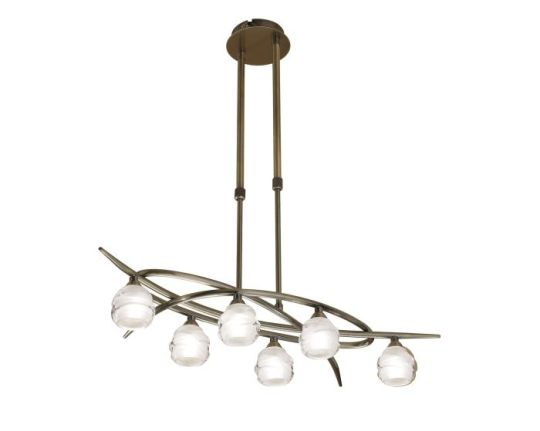 Mantra Loop Rectangular Telescopic Convertible To Semi Flush 6 Light G9 ECO Antique Brass