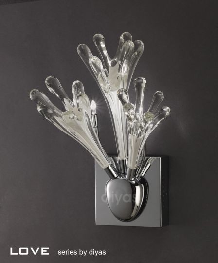 Diyas Lighting IL50430 - Love Wall Lamp 3 Light Polished Chrome/White Glass