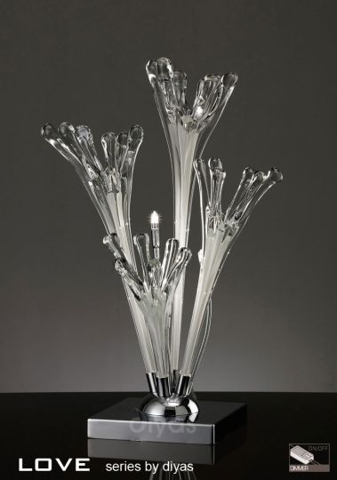 Diyas Lighting IL50431 - Love Table Lamp 3 Light Polished Chrome/White Glass