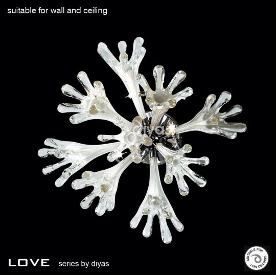 Diyas Lighting IL50432 - Love Ceiling/Wall Lamp 6 Light Polished Chrome/White Glass
