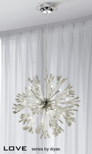 Diyas Lighting IL50434 - Love Pendant Large 11 Light Polished Chrome/White Glass
