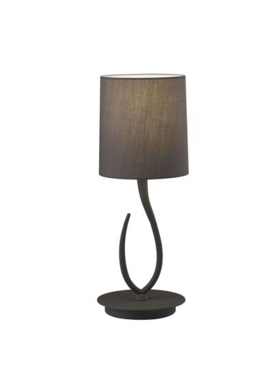 Mantra Lua Table Lamp 1 Light E27 Small Ash Grey With Ash Grey Shade