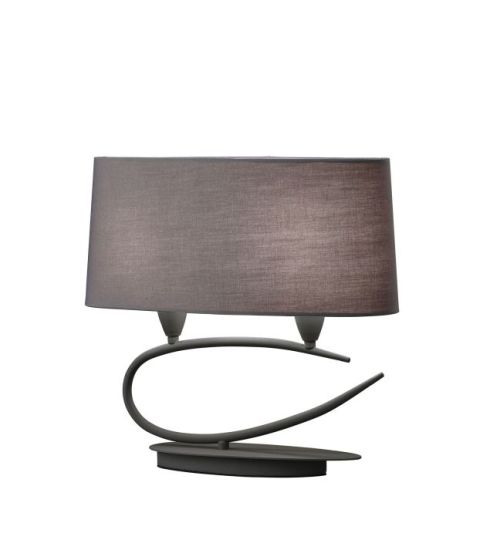 Mantra Lua Table Lamp 2 Light E27 Ash Grey With Ash Grey Shades