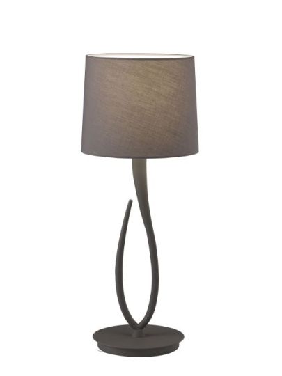 Mantra Lua Table Lamp 1 Light E27 Large Ash Grey With Ash Grey Shade