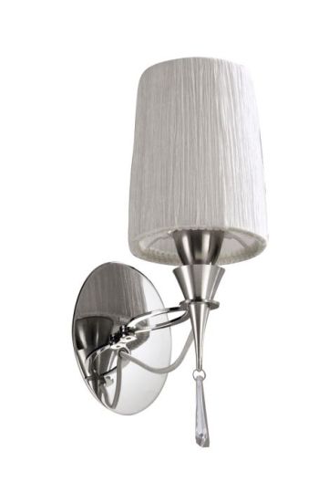Mantra Lucca Wall Lamp Switched 1 Light E27 Polished Chrome With White Shade & Clear Crystal