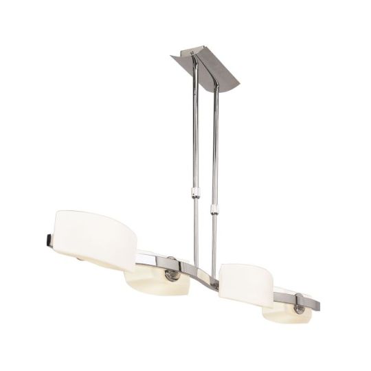Mantra Lupa Telescopic Pendant Linear Bar 4 Light G9 Polished Chrome/Frosted White Glass