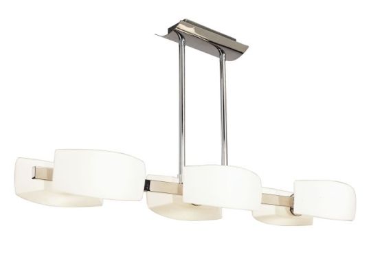 Mantra Lupa Rectangular Telescopic Pendant Bar 6 Light G9 Polished Chrome/Frosted White Glass