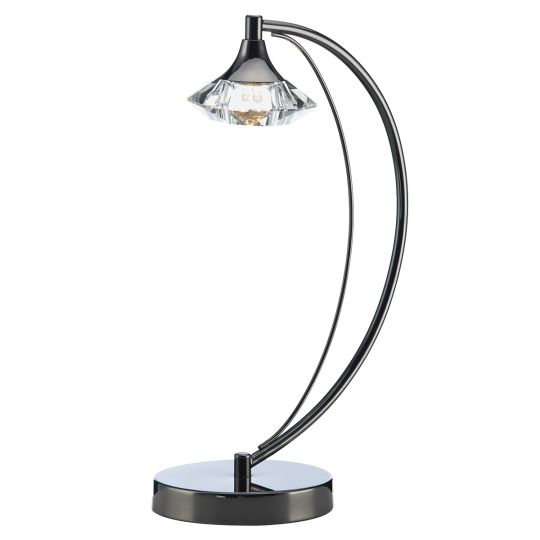 Dar Lighting Luther 1 Light Table Lamp complete with Crystal Glass Black Chrome LUT4167