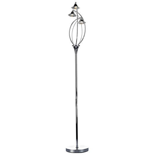 Dar Lighting Luther 3 Light Floor Lamp complete with Crystal Glass Polished Chrome LUT4950
