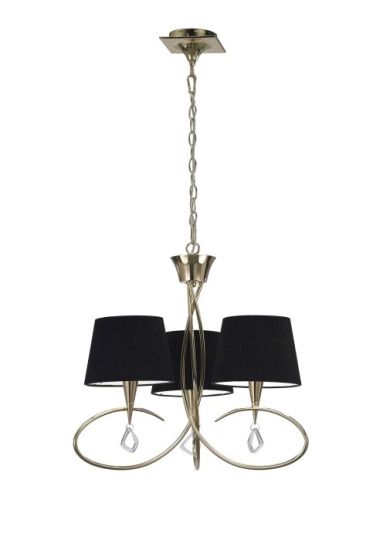 Mantra Mara Pendant 3 Light E14 French Gold With Black Shades