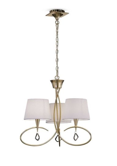 Mantra Mara Pendant 3 Light E14 French Gold With Ivory White Shades