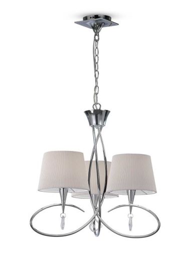 Mantra Mara Pendant 3 Light E14 Polished Chrome With Ivory White Shades