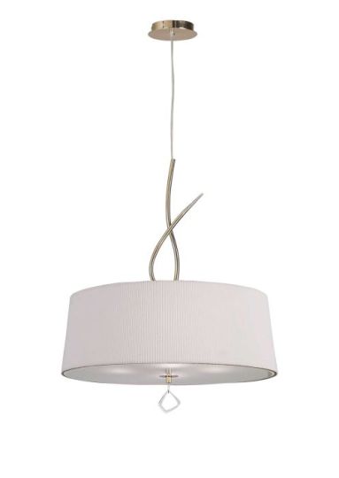 Mantra Mara Pendant 4 Light E27 Round French Gold With Ivory White Shade