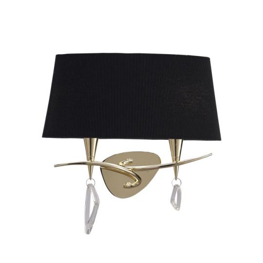 Mantra Mara Wall Lamp Switched 2 Light E14 French Gold With Black Shade