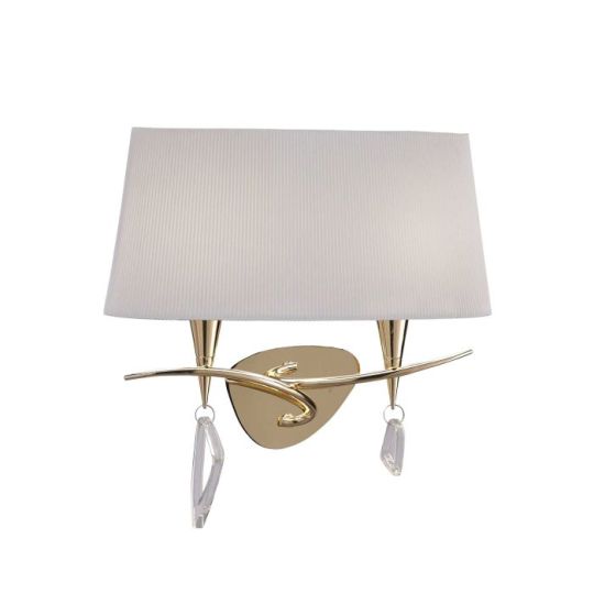 Mantra Mara Wall Lamp Switched 2 Light E14 French Gold With Ivory White Shade