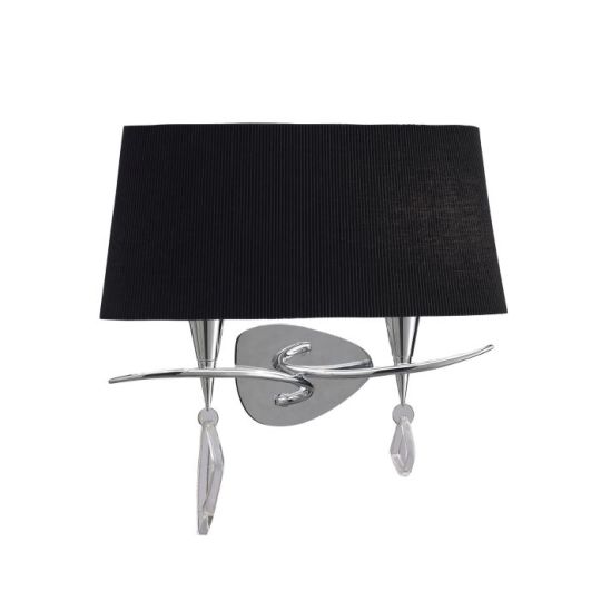 Mantra Mara Wall Lamp Switched 2 Light Polished Chrome With Black Shade