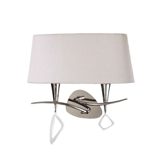 Mantra Mara Wall Lamp Switched 2 Light E14 Polished Chrome With Ivory White Shade