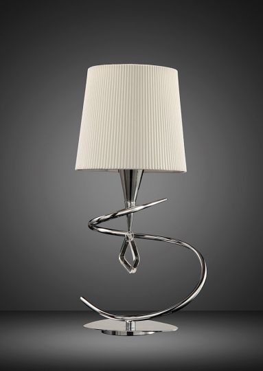 Mantra M1649 Mara Table Lamp 1 Light E14 Small Polished Chrome With Ivory White Shade
