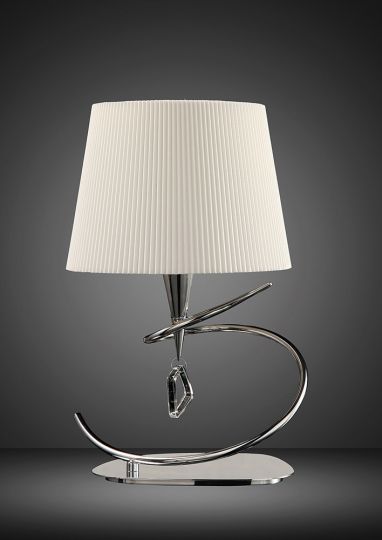 Mantra M1650 Mara Table Lamp 1 Light E14 Large Polished Chrome With Ivory White Shade