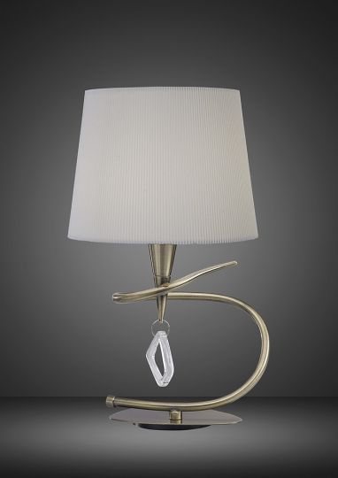 Mantra M1650AB Mara Table Lamp 1 Light E14 Large Antique Brass With Ivory White Shade