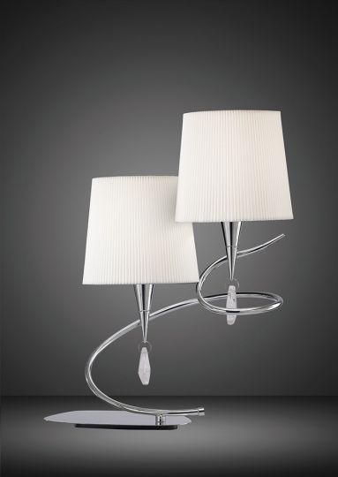 Mantra M1651 Mara Table Lamp 2 Light E14 Polished Chrome With Ivory White Shades