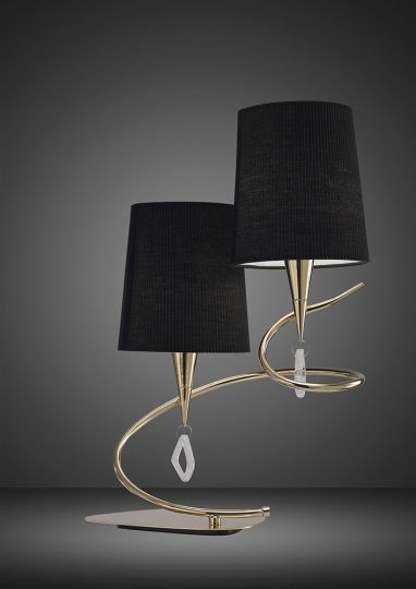 Mantra M1651FG/BS Mara Table Lamp 2 Light E14 French Gold With Black Shades