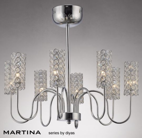 Diyas Lighting IL20621 - Martina Pendant 8 Light Polished Chrome/Crystal