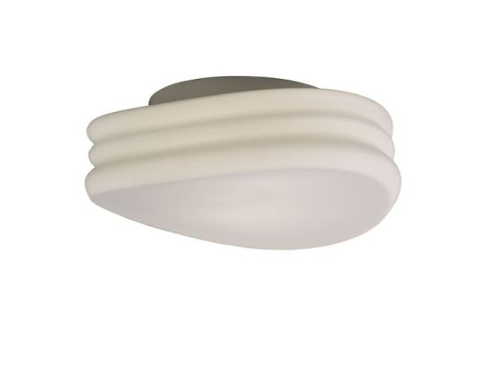 Mantra Mediterraneo Flush Ceiling / Wall 2 Light E27 Medium Frosted White Glass