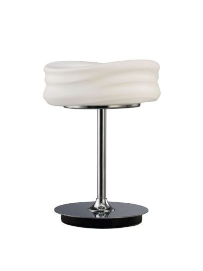 Mantra Mediterraneo Table Lamp 2 Light GU10 Small Polished Chrome / Frosted White Glass CFL Lamps INCLUDED