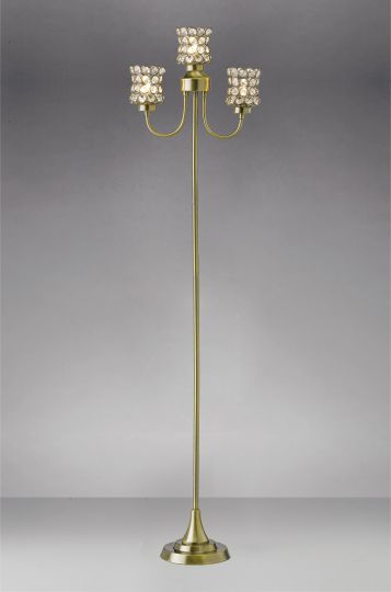 Diyas IL20664 Nelson Floor Lamp 3 Light Antique Brass/Crystal