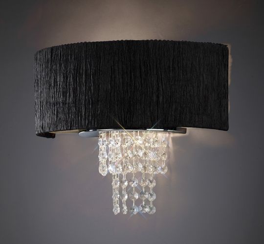 Diyas IL30271/BL Nerissa Wall Lamp With Black Shade 2 Light Polished Chrome/Crystal