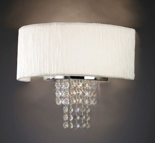 Diyas IL30271/WH Nerissa Wall Lamp With White Shade 2 Light Polished Chrome/Crystal
