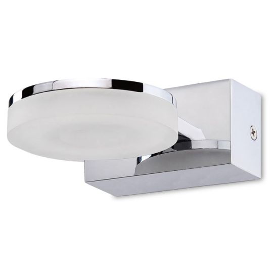 Mantra Nimbus Wall Lamp 1 Light 5W LED 3000K 450lm Polished Chrome/Frosted Acrylic 3yrs Warranty