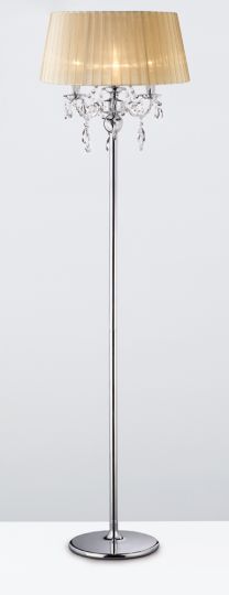 Diyas IL30063 Olivia Floor Lamp With Soft Bronze Shade 3 Light Polished Chrome/Crystal