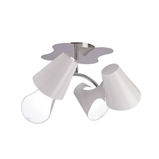 Mantra Ora Ceiling 2 Arm 4 Light E27 Gloss White/White Acrylic/Polished Chrome CFL Lamps INCLUDED