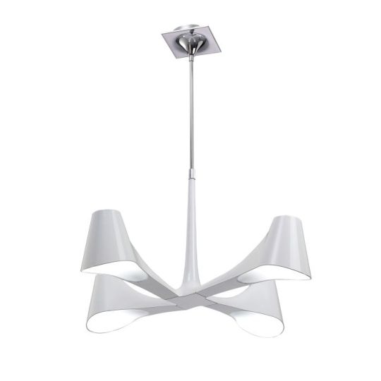 Mantra Ora Telescopic Convertible To Semi Flush 4 Light E27 Gloss White/White Acrylic/Polished Chrome CFL Lamps INCLUDED