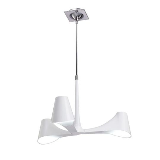 Mantra Ora Telescopic Convertible To Semi Flush 3 Light E27 Gloss White/White Acrylic/Polished Chrome CFL Lamps INCLUDED