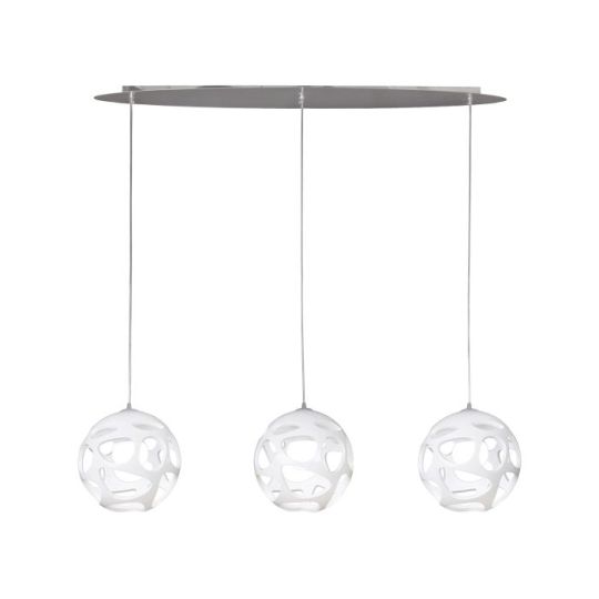 Mantra Organica Linear Pendant 3 Light E27 Line Gloss White/Polished Chrome