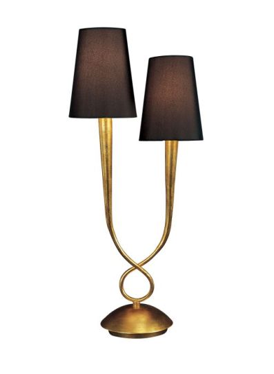 Mantra Paola Table Lamp 2 Light E14 Gold Painted With Black Shades