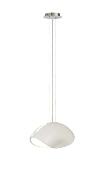 Mantra Pasion Oval Pendant 3 Light E27 Gloss White/White Acrylic/Polished Chrome CFL Lamps INCLUDED