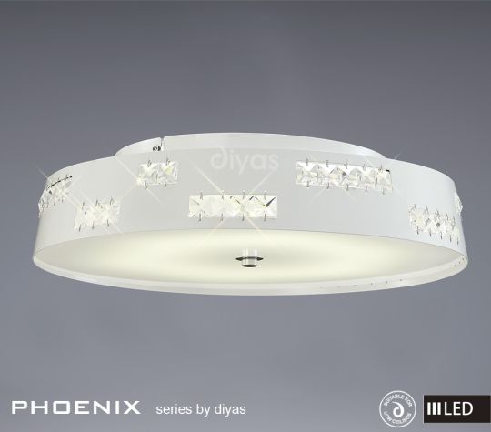 Diyas Lighting IL80003 - Phoenix Ceiling 18W LED 3600K White/Crystal