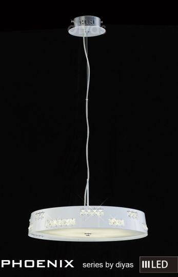Diyas Lighting IL80004 - Phoenix Pendant 18W LED 3600K White/Crystal