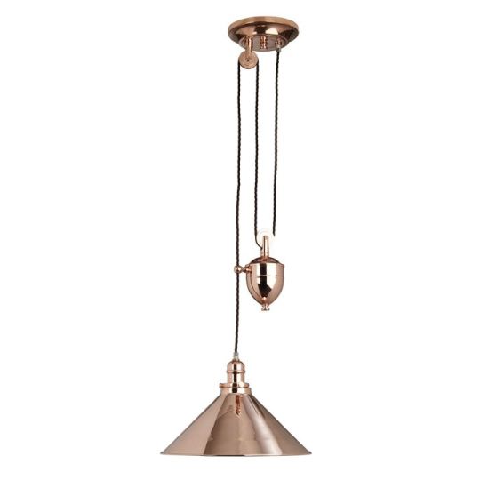 Elstead Lighting Provence 1 Light Rise And Fall Pendant - Polished Copper