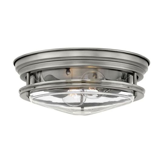 Hinkley Lighting Hadrian 2 Light Flush Mount - Clear Glass - Antique Nickel