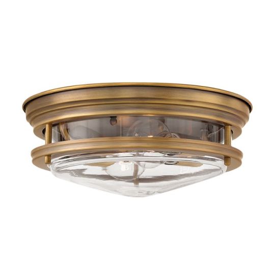 Hinkley Lighting Hadrian 2 Light Flush Mount - Clear Glass - Brushed Bronze