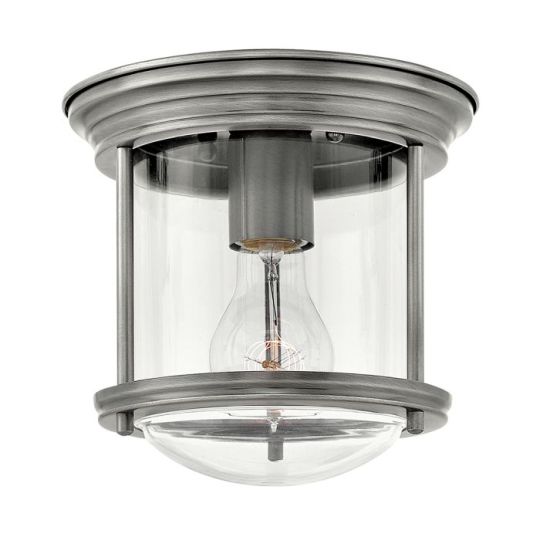 Hinkley Lighting Hadrian 1 Light Flush Mount - Clear Glass - Antique Nickel