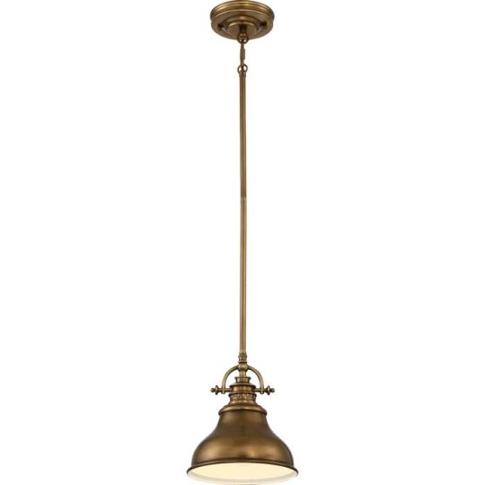 Quoizel Emery 1 Light Mini Pendant - Weathered Brass