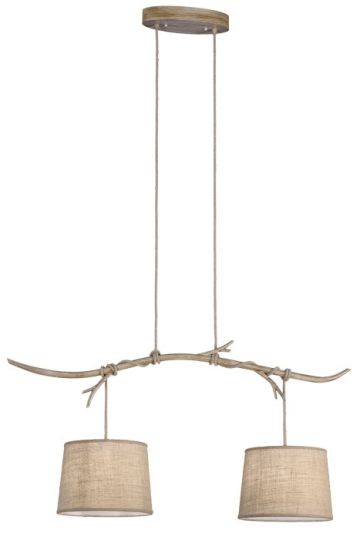 Mantra Sabina Pendant 2 x E27 (Max 40W) Imitation Wood Linen Shade