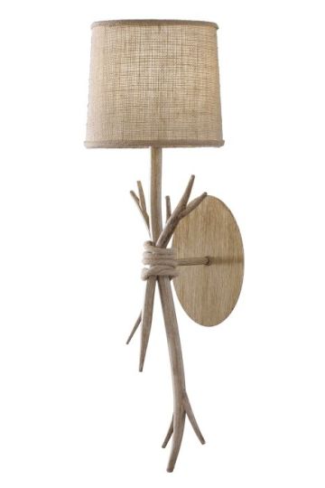 Mantra Sabina Wall Lamp 1 x E27 (Max 40W) Imitation Wood Linen Shade